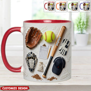 Love Softball - Personalized Softball Accent Mug