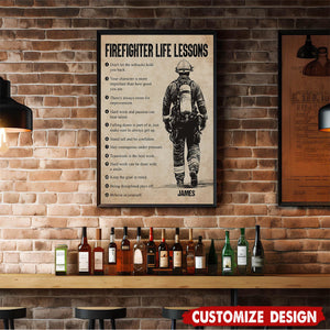 Firefighter Life Lessons-Motivational Personalized Firefighter Boy Poster