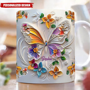 Stunning Butterfly-Personalized Butterfly Accent Mug-Gift For Friends