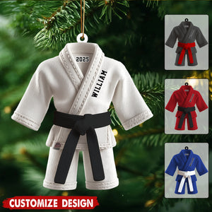 Personalized Black Belt Karate Christmas Ornament