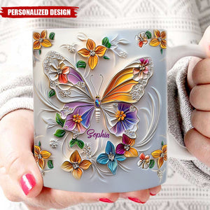 Stunning Butterfly-Personalized Butterfly Accent Mug-Gift For Friends