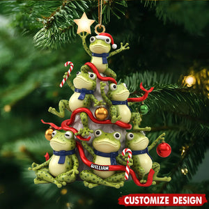 Personalized Frog Shaped Christmas Ornament - Gift For Frog Lover