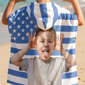 Funny American Flag With Kids Photos - Personalized Beach Towel