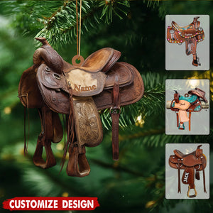 Personalized Western Saddle Ornament - Gifts for Cowboy Cowgirl - Cowboy Rodeo Keepsake