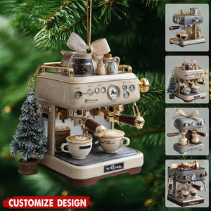 Personalized Coffee Machine Ornament- Gift For Coffee Lovers