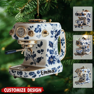Personalized Coffee Maker Machine Christmas Ornament
