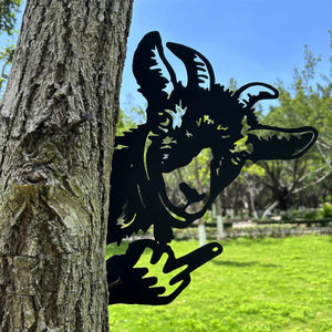 Goat Middle Finger Metal Decoration - Versatile Mountable Wall Art