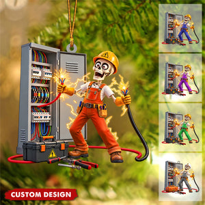 Personalized Skeleton Electrician Acrylic Ornament