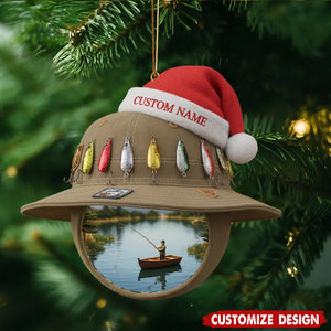 Personalized Fishing Hat Christmas Ornament - Gift for Fisherman