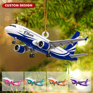 Personalized Passenger Airplane Ornament, Custom Name Aviation Christmas Gift, Jet Plane Acrylic Ornament