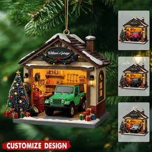 Personalized Garage Christmas Ornament - Gift For Car Enthusiasts