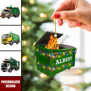 Personalized Garbage Truck Ornament-Gift for Sanitation Workers, Waste Management Staff, Truck Drivers