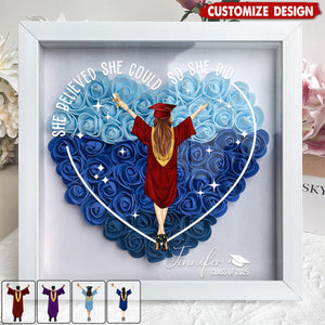 Class Of 2025 Graduation Gift So She Did - Personalized Flower Shadow Box