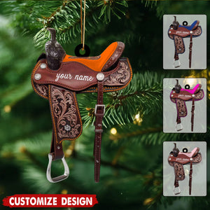Personalized Horse Saddle Ornament - Gift for Western Lovers,Horse Lovers,Cowboy