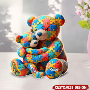 Personalized Gifts For Autism Acrylic Plaque Bear Mother and Kid