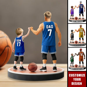 Basketball Dad And Kids - Personalized Acrylic Plaque, Father's Day Gift for Dad, Gift for Husband