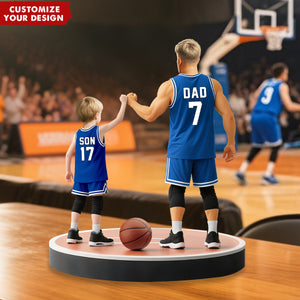 Basketball Dad And Kids - Personalized Acrylic Plaque, Father's Day Gift for Dad, Gift for Husband