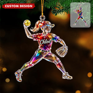 Personalized Baseball Softball Acrylic Ornament, Softball Baseball Lover Gift