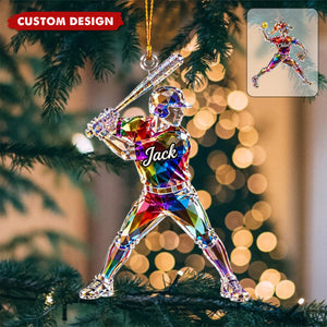 Personalized Baseball Softball Acrylic Ornament, Softball Baseball Lover Gift