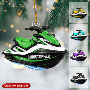 Personalized Jet Ski Ornament, Custom Name Watercraft Christmas Ornament, Jet Ski Rider Gift