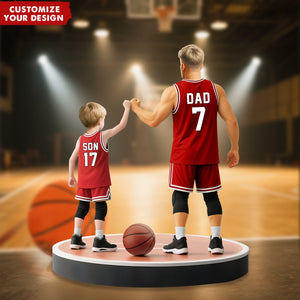 Basketball Dad And Kids - Personalized Acrylic Plaque, Father's Day Gift for Dad, Gift for Husband
