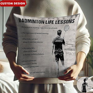 Personalized Badminton Life Lessons Pillow-Gift For Badminton Lovers