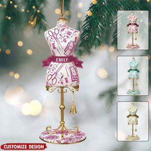 Personalized Toile De Jouy Tailor Christmas Ornament