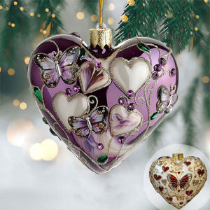 Butterfly Heart Acrylic Christmas Ornament-Gifts For Friends, Xmas Gift For Her