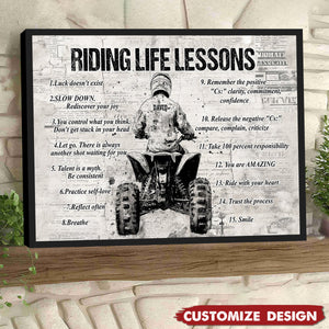 Personalized 4 Wheeler Riding Life Lessons Cool Quotes Poster - Gift For Biker