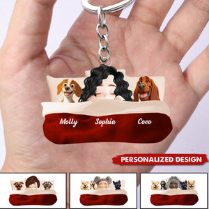 Personalized Sleeping With My Dog Keychain