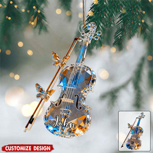 Personalized Violin Crystal Effect Ornament,Gift for Violinist