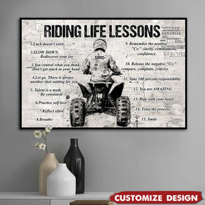 Personalized 4 Wheeler Riding Life Lessons Cool Quotes Poster - Gift For Biker