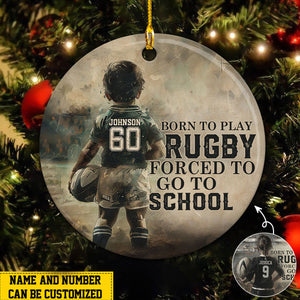 Born To Play Rugby Personalized Rugby Boy/Girl Christmas Ceramic Ornament-Gift For Softball Lovers