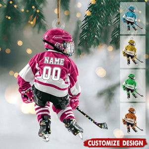 Personalized New Release Hockey Kid Player Ornament