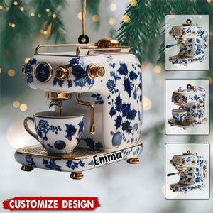 Personalized Coffee Maker Machine Christmas Ornament