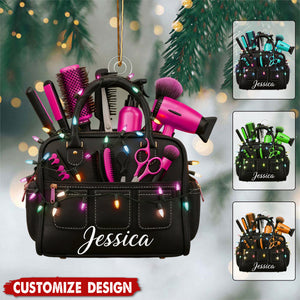 Personalized Hairstylist Bag Christmas Ornament - Gift for Hairdresser And Barber