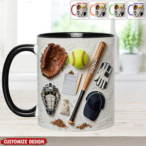 Love Softball - Personalized Softball Accent Mug