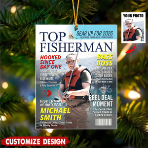 Personalized Fishing Magazine Cover Ornament - Angler Funny Fisherman Gift,Fishing Lovers Gift