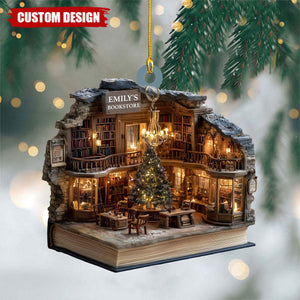 Personalized Book Nook Christmas Ornament - Gift For Book Lover