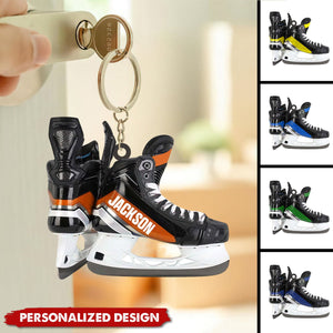 Personalized Ice Hockey Skates Keychain-Gift for Hockey Lover-New Release