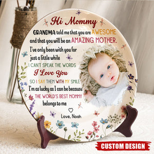 The Best Mommy Belongs To Me First Mom - Personalized Ceramic Photo Plate, New Mom Gift