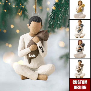 Personalized Girl/Boy Hugging Cat Acrylic Ornament