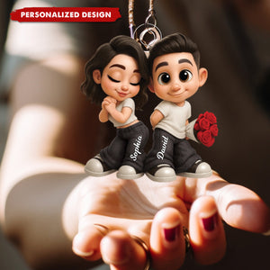 Personalized Together Y2K Couple Keychain - Gift for Couple, for Him, for Her