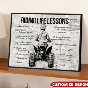 Personalized 4 Wheeler Riding Life Lessons Cool Quotes Poster - Gift For Biker