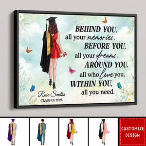 Graduation Senior Behind You All Your Memories Personalized Poster - Graduation Gift