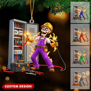 Personalized Skeleton Electrician Acrylic Ornament