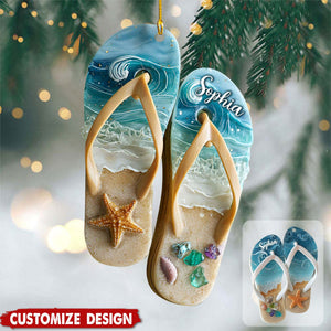 Personalized Flip Flop Sea Christmas Ornament
