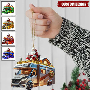 Custom Name Santa Truck Ornament, Santa Christmas Gift
