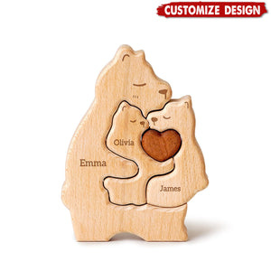 Mommy Bear Family Wooden Puzzle - Mother's Day Gift For Mom,Grandma