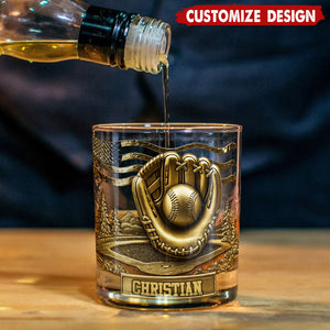 Personalized Baseball Whiskey Glass - Baseball Lovers Gift
